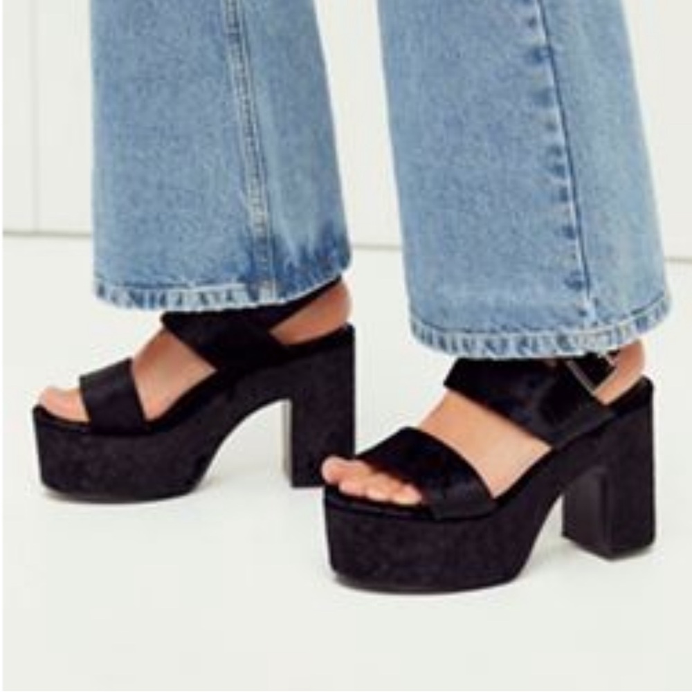 Free People Jeffery Campbell Emerson Platforms In Black Suede Sz 7.5